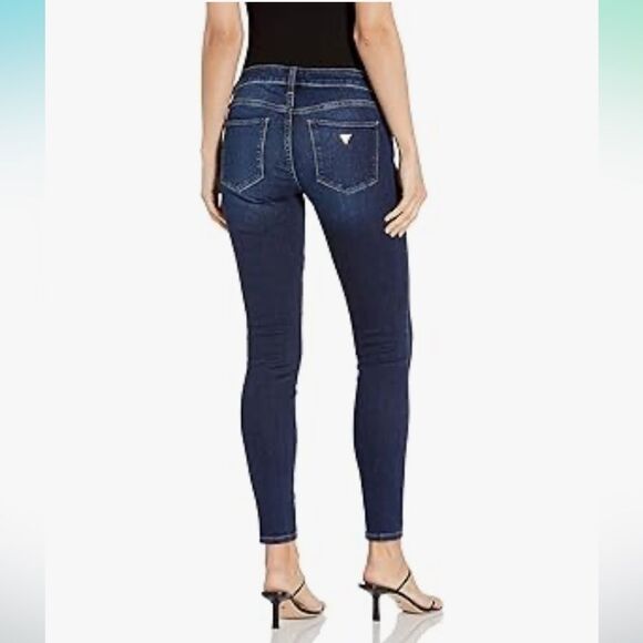 GUESS 29 Dark Blue Power Curvy Mid Rise Skinny Jeans - Picture 3 of 6